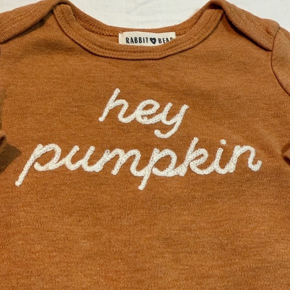 Rabbit + Bear - Organic Cotton "Hey Pumpkin" Baby Onesie Shirt - Picture 2 of 3